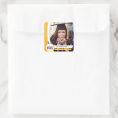 Yellow Curved Lijst Photo Afstuderen Vierkante Sticker (Tas)