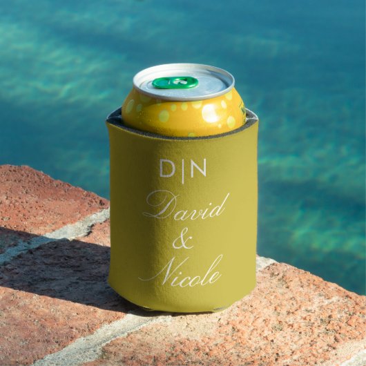Yellow Custom Text Can Cooler Personalized Sleeve (Insitu Zwembad)