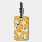 Yellow Cute Animal Pattern Cartoon Owl Pattern Bagagelabel (Voorkant verticaal)