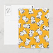 Yellow Cute Animal Pattern Cartoon Owl Pattern Briefkaart (Voorkant / Achterkant)