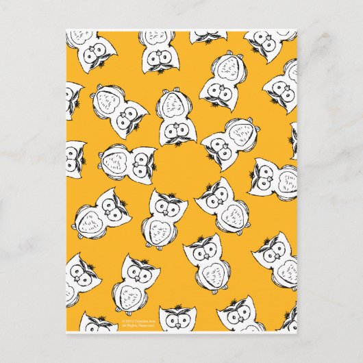 Yellow Cute Animal Pattern Cartoon Owl Pattern Briefkaart (Voorkant)