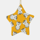 Yellow Cute Animal Pattern Cartoon Owl Pattern Keramisch Ornament (Rechts)