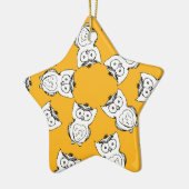 Yellow Cute Animal Pattern Cartoon Owl Pattern Keramisch Ornament (Links)