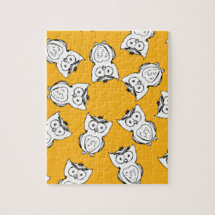 Yellow Cute Animal Pattern Cartoon Owl Pattern Legpuzzel