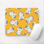 Yellow Cute Animal Pattern Cartoon Owl Pattern Muismat (Met muis)