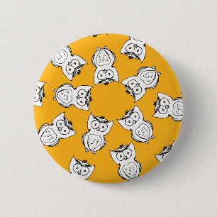 Yellow Cute Animal Pattern Cartoon Owl Pattern Ronde Button 5,7 Cm