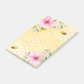Yellow Cute bees roze tropische bloemkolen Post-it® Notes (Schuin)