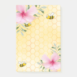 Yellow Cute bees roze tropische bloemkolen Post-it® Notes