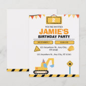 Yellow Cute Construction Truck Boys 2nd Birthday (Voorkant / Achterkant)