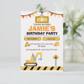Yellow Cute Construction Truck Boys 2nd Birthday Bedankkaart (Staand voorkant)