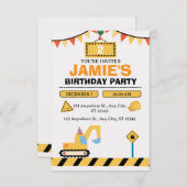 Yellow Cute Construction Truck Boys 2nd Birthday Bedankkaart (Voorkant / Achterkant)