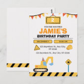 Yellow Cute Construction Truck Boys 2nd Birthday Briefkaart (Voorkant / Achterkant)