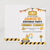 Yellow Cute Construction Truck Boys 2nd Birthday Kaart (Voorkant / Achterkant)