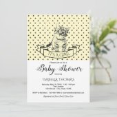 Yellow Cute Kitten Baby shower Invitation Kaart (Staand voorkant)