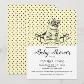 Yellow Cute Kitten Baby shower Invitation Kaart (Voorkant / Achterkant)