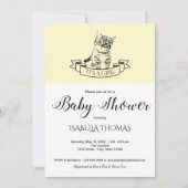 Yellow Cute Kitten Baby shower Invitation Kaart (Voorkant)