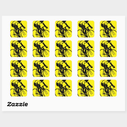 Yellow Cycling Vierkante Sticker (Vel)
