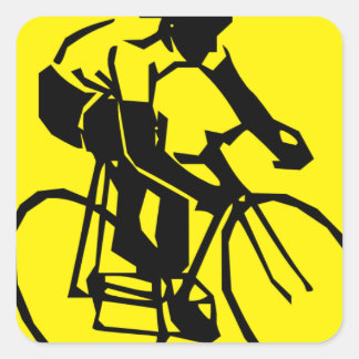 Yellow Cycling Vierkante Sticker