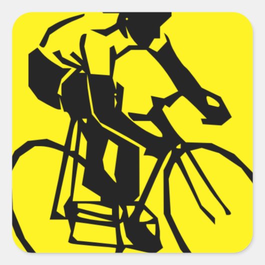 Yellow Cycling Vierkante Sticker (Voorkant)