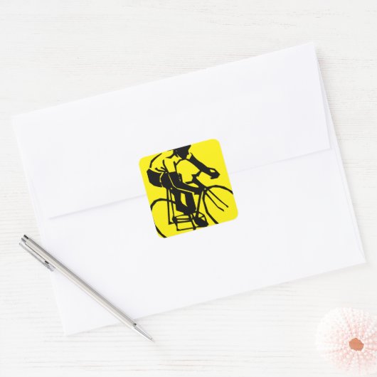 Yellow Cycling Vierkante Sticker (Envelop)