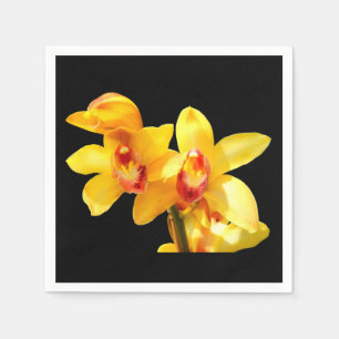 Yellow Cymbidium Orchid Paper Napkins Servet