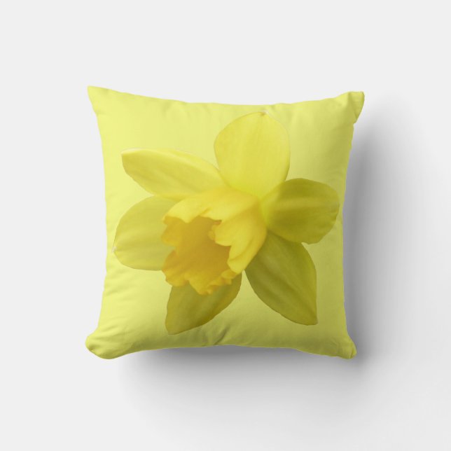 Yellow Daffodil Bloom Floral Kussen (Voorkant)