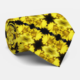 Yellow Daffodil Center Abstract Pattern Stropdas