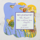 Yellow Daffodil Floral 40th Birthday Invitation Kaart (Voorkant / Achterkant)