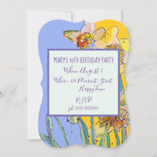 Yellow Daffodil Floral 40th Birthday Invitation Kaart