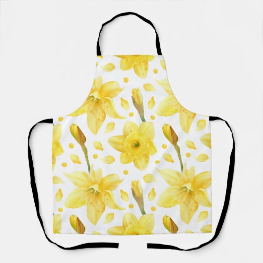 Yellow Daffodil Floral Spring Garden Pattern Schort (Voorkant)
