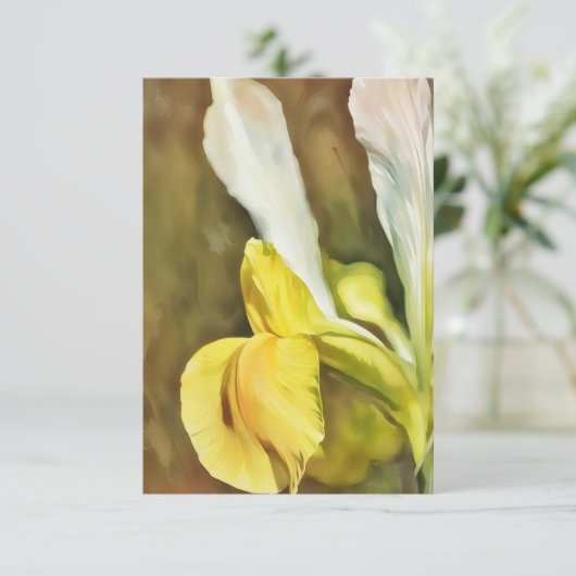 Yellow Daffodil Flower Art Flat Note Kaart (Staand voorkant)