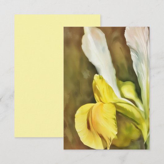 Yellow Daffodil Flower Art Flat Note Kaart (Voorkant / Achterkant)