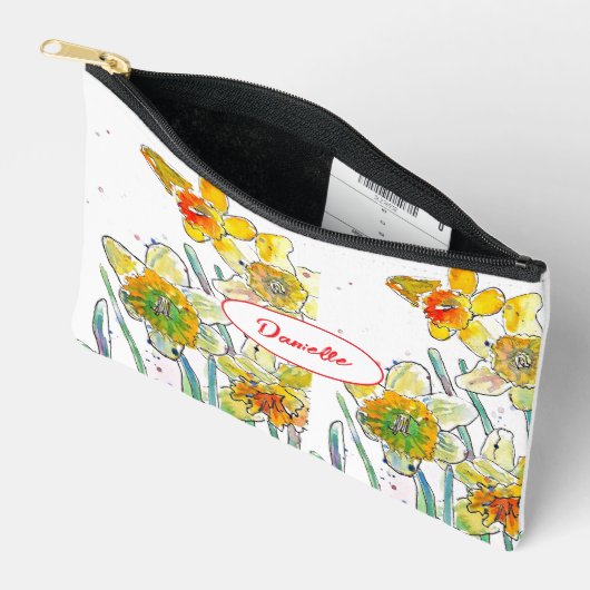 Yellow Daffodil Flower Pattern Watercolor Girls Etui (Open)
