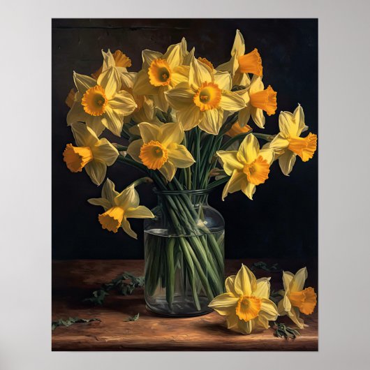 Yellow Daffodil Flowers Art Print Poster (Voorkant)