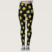 Yellow daffodil flowers seamless floral pattern leggings (Voorkant)