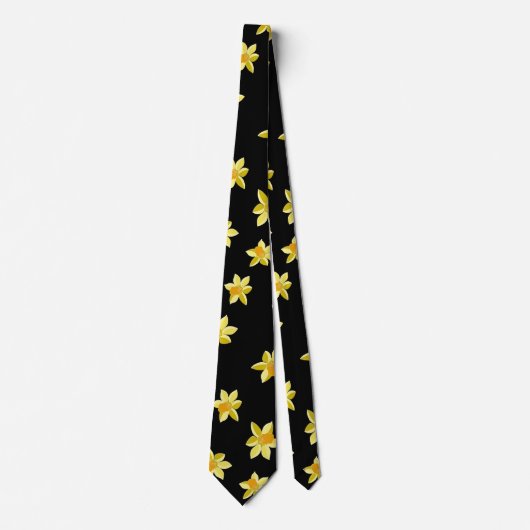 Yellow daffodil flowers seamless floral pattern stropdas (Voorkant)