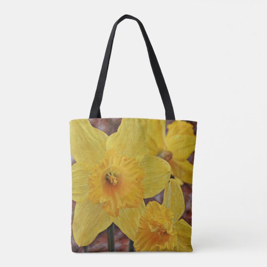 Yellow Daffodil Flowers Spring Art Canvas tas (Achterkant)
