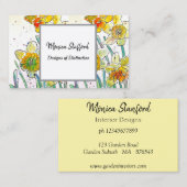 Yellow Daffodil Flowers Waterverf Visitekaartje (Voorkant / Achterkant)