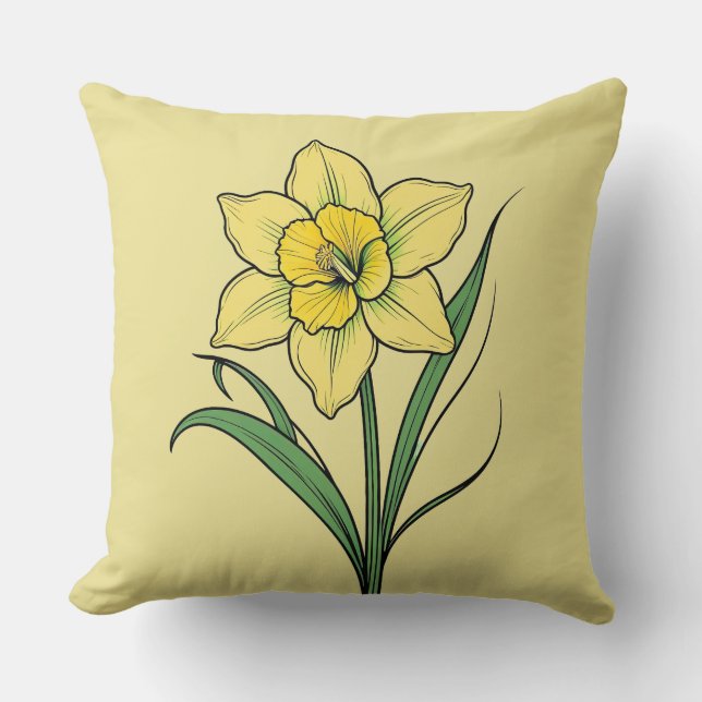 Yellow Daffodil Kussen (Voorkant)