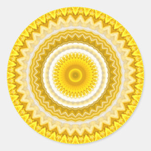 Yellow Daffodil Mandala Pattern Ronde Sticker