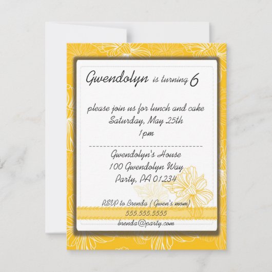 Yellow Daffodil Party Invitation Cards Kaart (Voorkant)