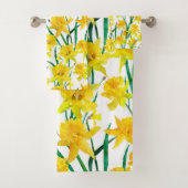 Yellow Daffodil Pattern Bad Handdoek (Insitu)