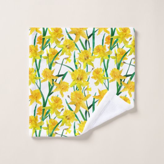 Yellow Daffodil Pattern Bad Handdoek (Wasdoekje)