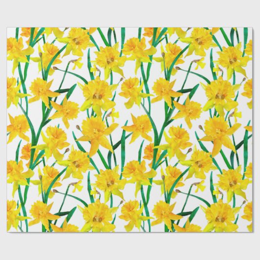 Yellow Daffodil Pattern Cadeaupapier (Vlak)