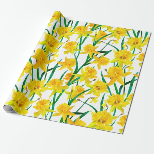 Yellow Daffodil Pattern Cadeaupapier (Uitgerold)