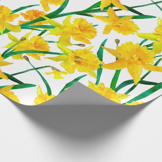 Yellow Daffodil Pattern Cadeaupapier (Hoek)