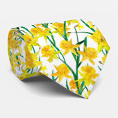 Yellow Daffodil Pattern Stropdas (Opgerold)