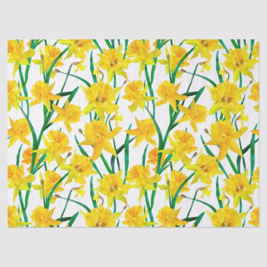 Yellow Daffodil Pattern Tissuepapier (Voorkant)