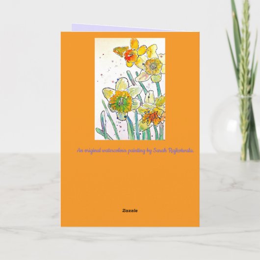 Yellow Daffodil Spring Flower Waterverf Verjaardag Kaart (Achterkant)
