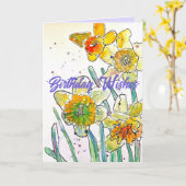 Yellow Daffodil Spring Flower Waterverf Verjaardag Kaart (Gele Bloem)
